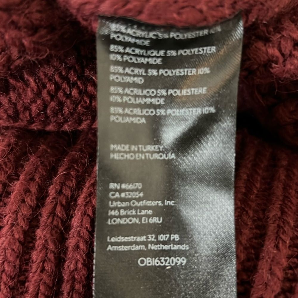 Anthropologie Maroon Chunky Cable Knit Cropped Sweater XS - Picture 12 of 12
